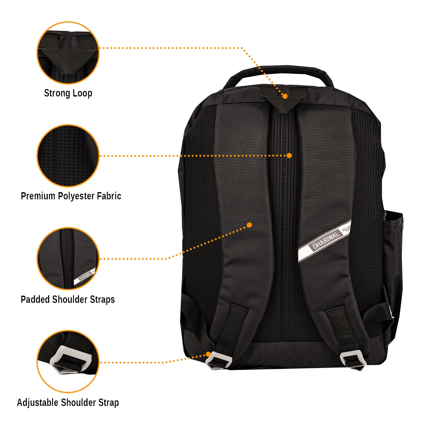 Dhariwal Unisex Dual Compartment Laptop Backpack With Back Air Flow Cushion 18L LB-109