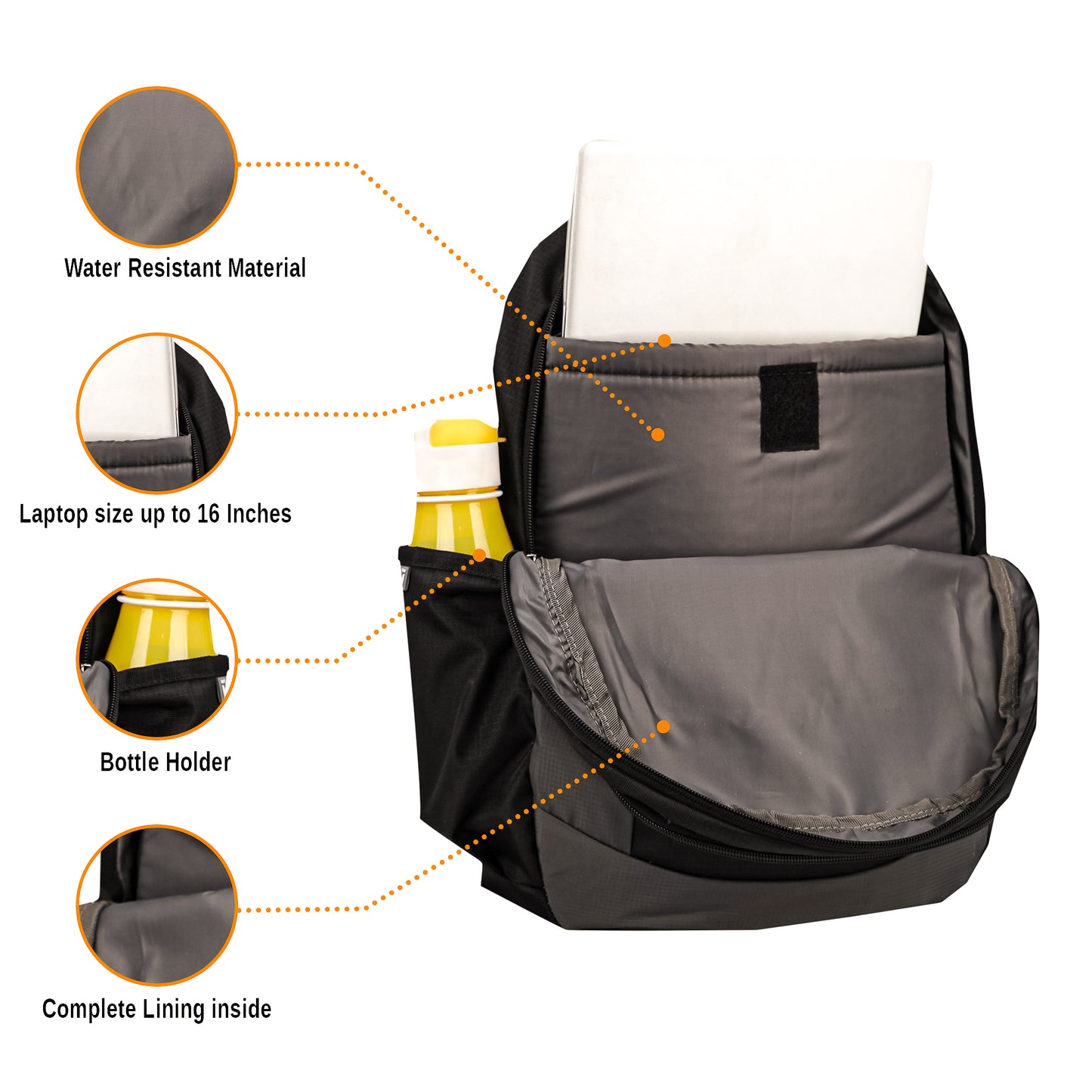 Dhariwal Unisex Dual Compartment Laptop Backpack With Back Air Flow Cushion 18L LB-109