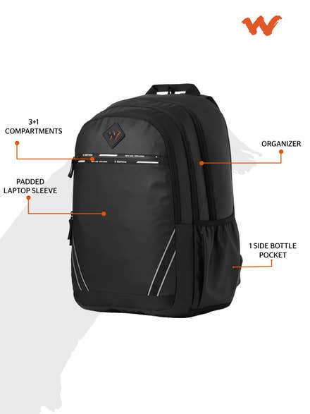 Wildcraft Dark Edition 45L Pro Laptop Backpack-Black