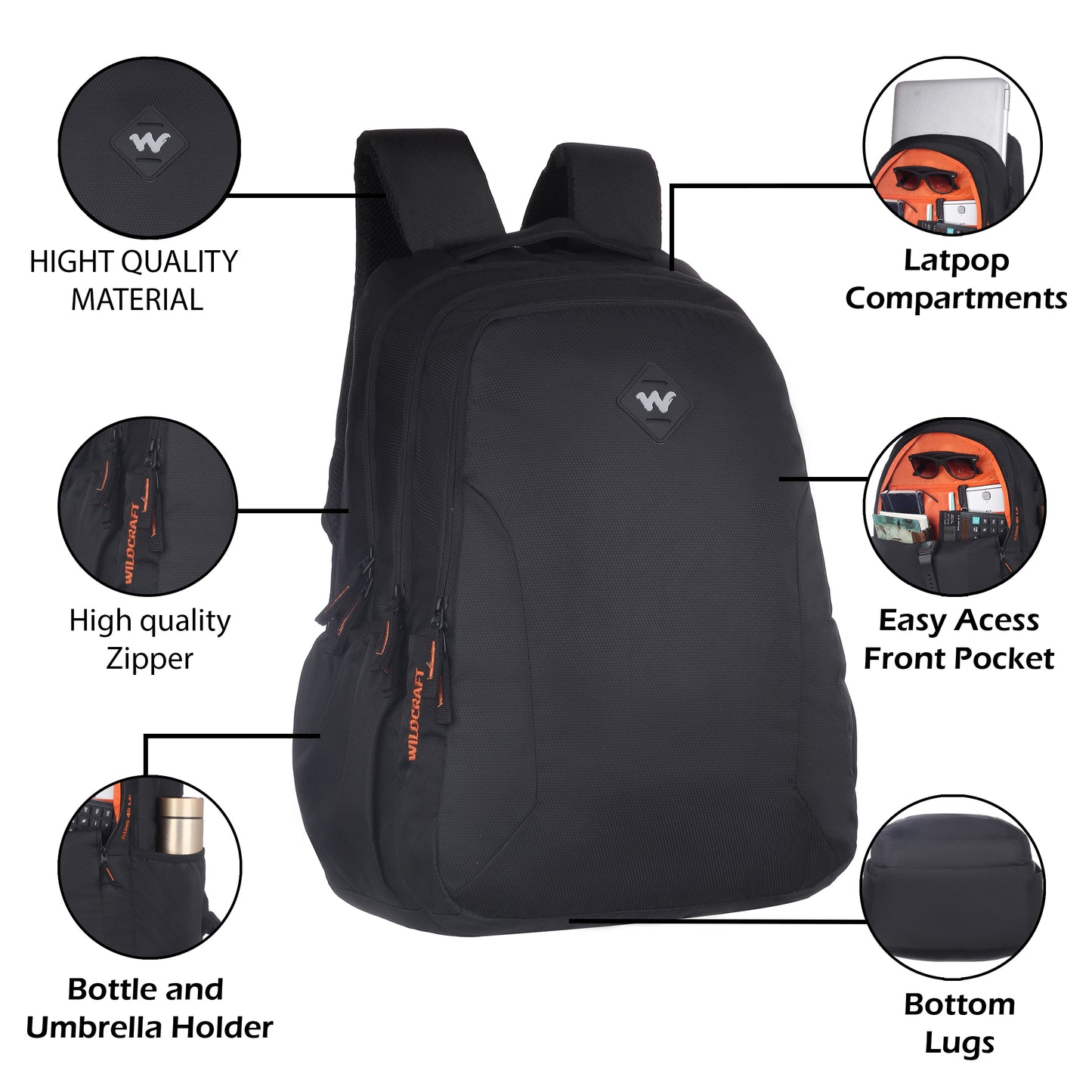 Wildcraft Atlas 45 LP Nylon backpack Ideal for school, college, office & travel bag for men And women