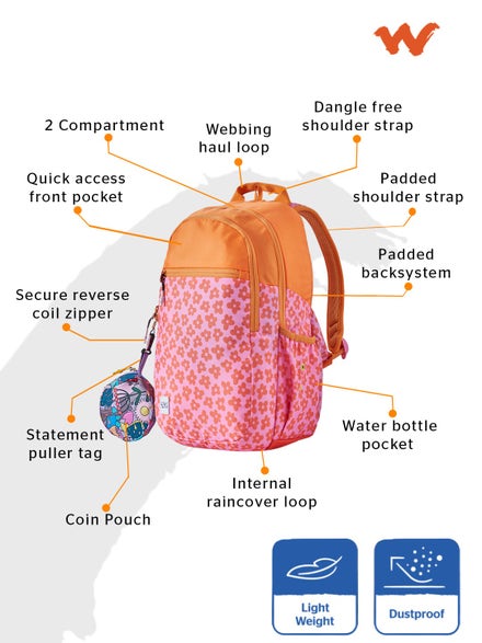 Wiki Stylish Unisex Backpack Laptop Backpack for Office, Gym, Travel (21.5 Litre, Orange)