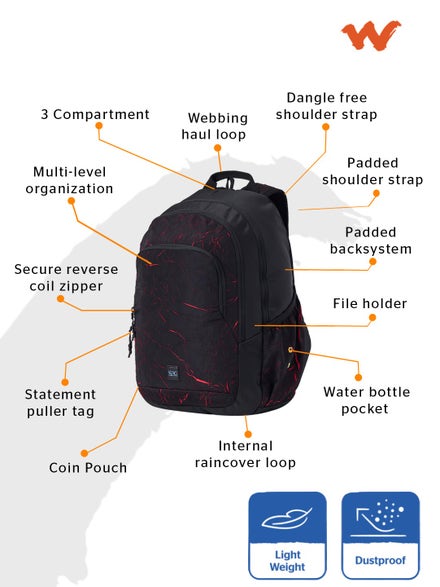 Wiki Stylish Unisex Girl 2 Durable & Lightweight backpack (29.5 Litre, Black)