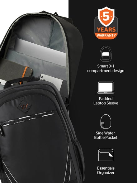 Wildcraft Dark Edition 45L Pro Laptop Backpack-Black
