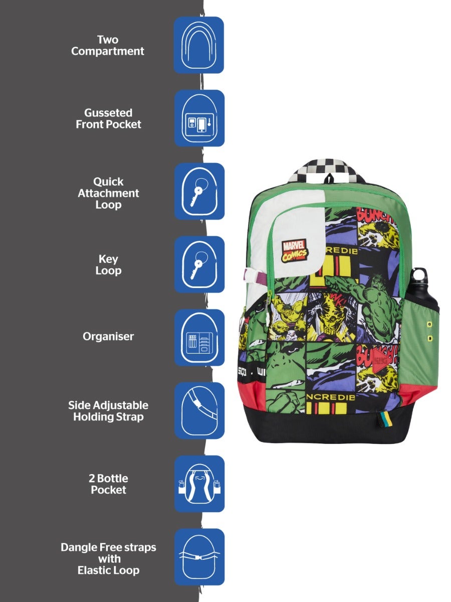 Wildcraft Wiki Squad 3 34L Backpack Marvel Hulk Green (13004)