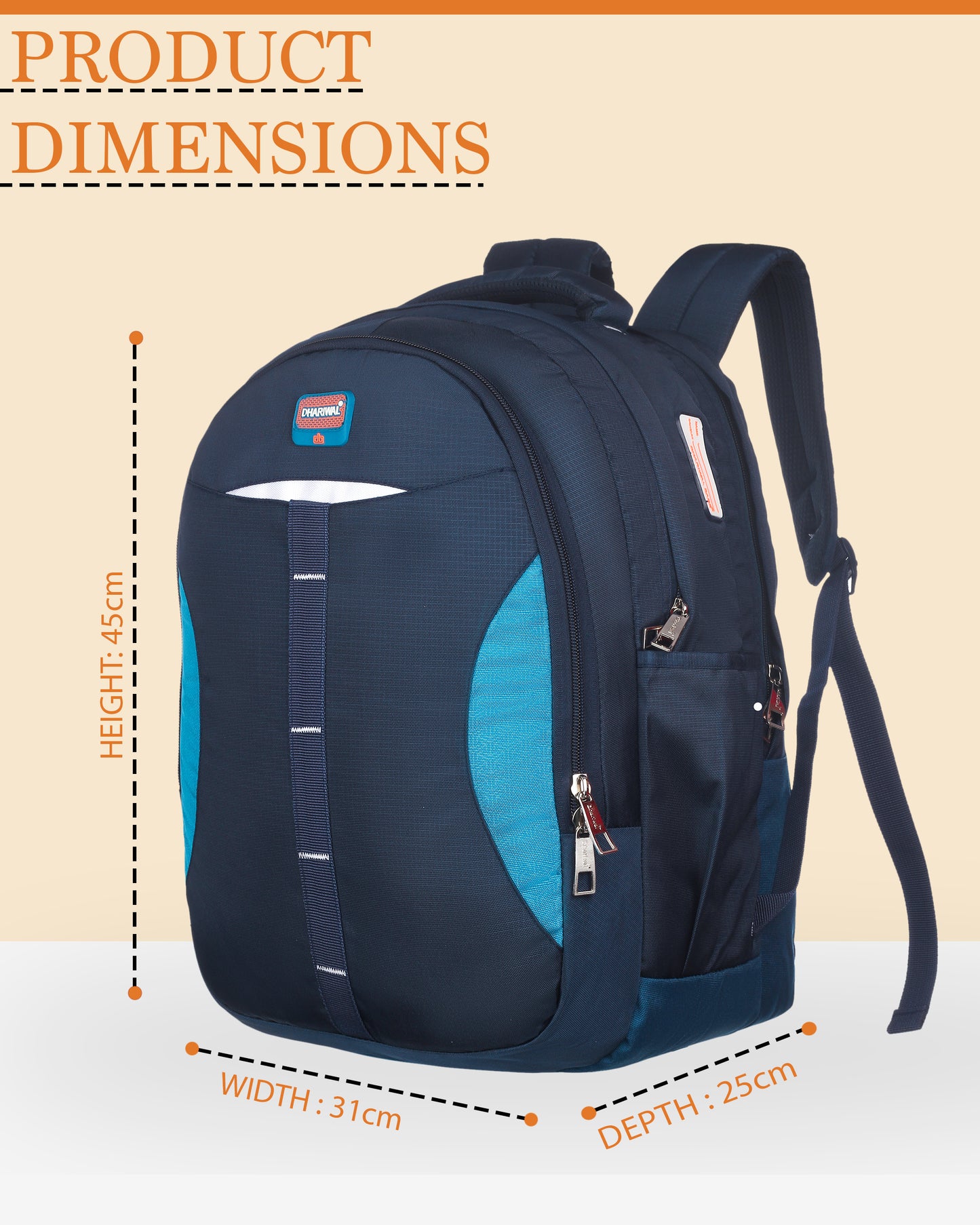 धारीवाल यूनिसेक्स डुअल कम्पार्टमेंट बैकपैक 34L BP-223