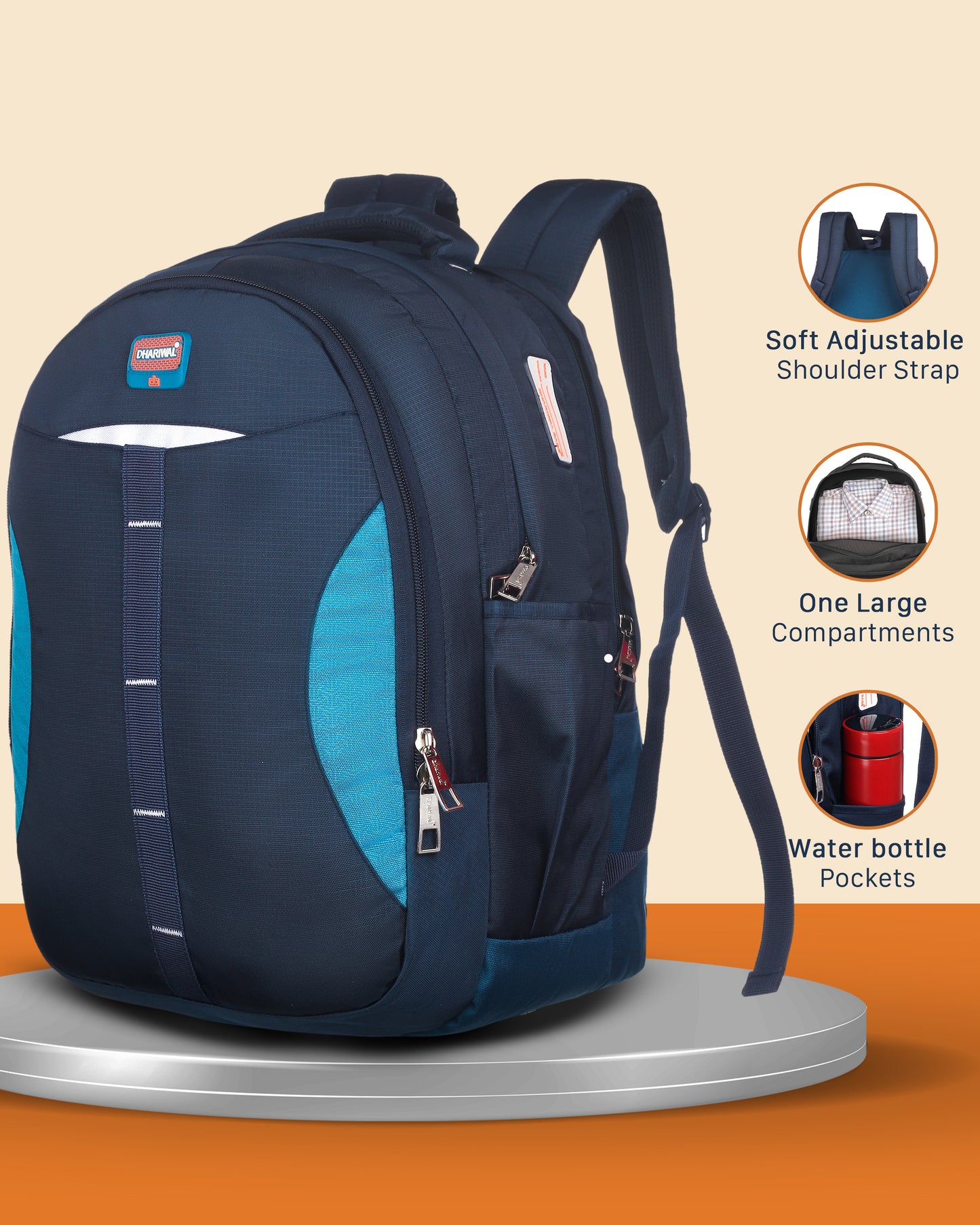 धारीवाल यूनिसेक्स डुअल कम्पार्टमेंट बैकपैक 34L BP-223