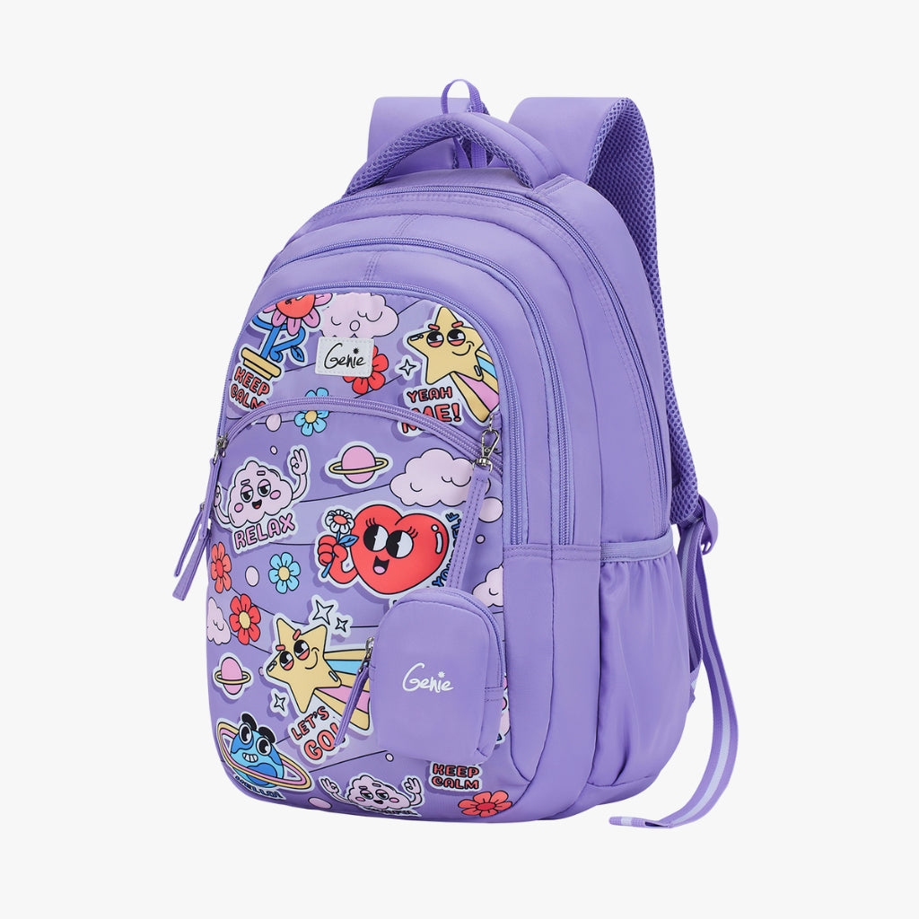 Genie Pearl Backpack for Girls,27 Liters, Purple