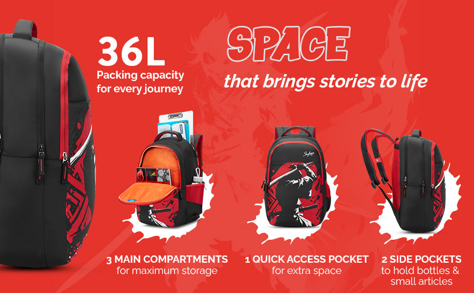 Skybags KYRO 02 SCBP KATANA RED BLACK