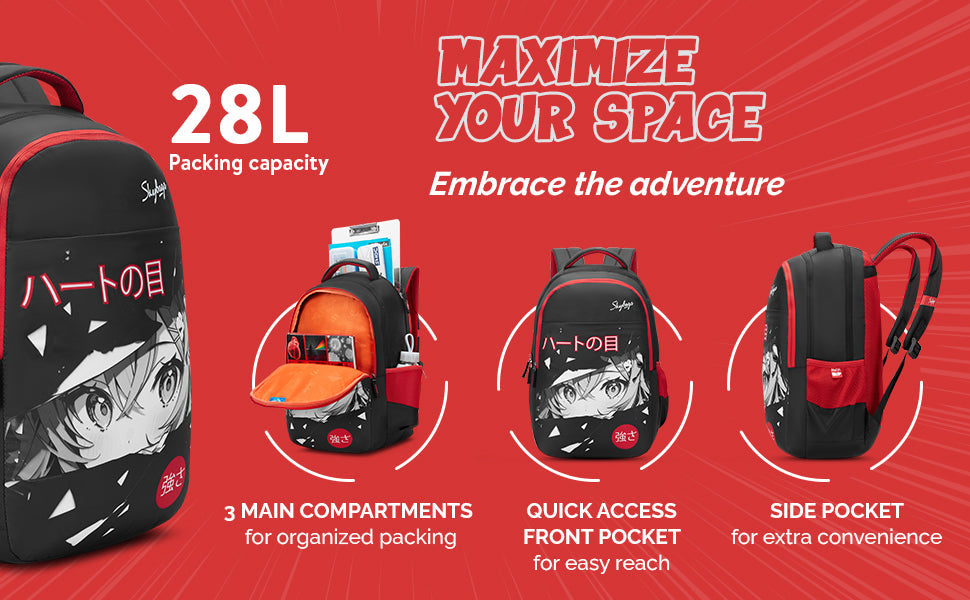 Skybags KYRO 03 SCBP PEEKABOO RED BLACK-36L