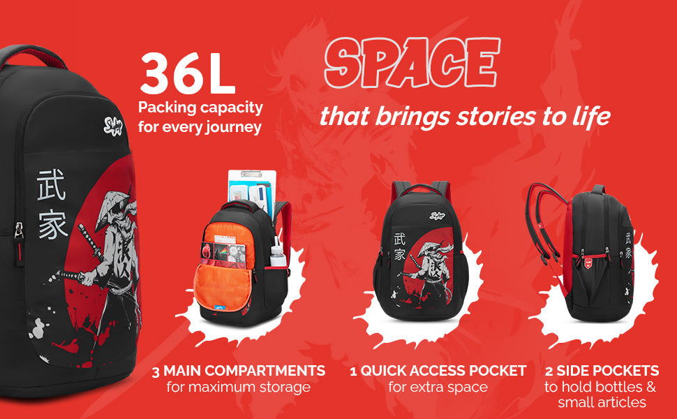 Skybags KYRO RC 02 SCBP WARRIOR RED BLACK-36L