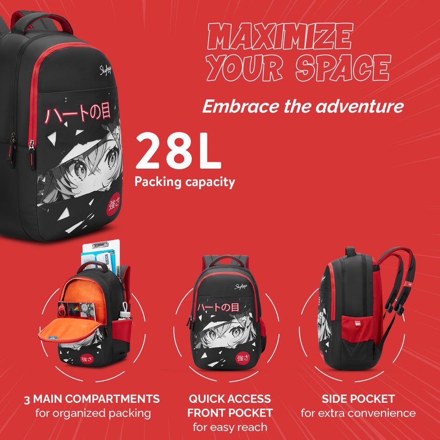 Skybags KYRO 03 SCBP PEEKABOO RED BLACK-36L