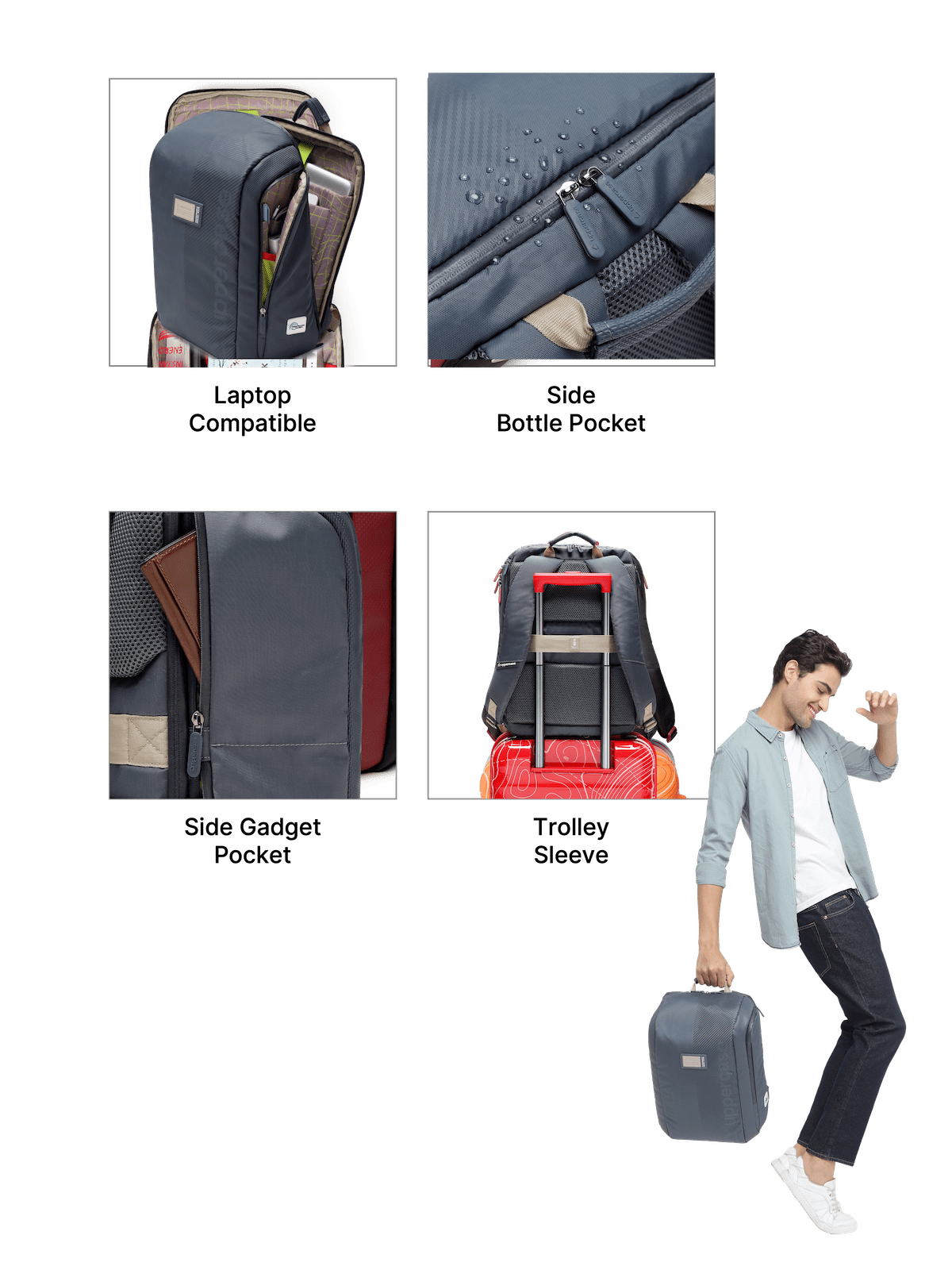 Uppercase Nexus 15" Laptop Bag Water Repellent College Travel Bag 27L