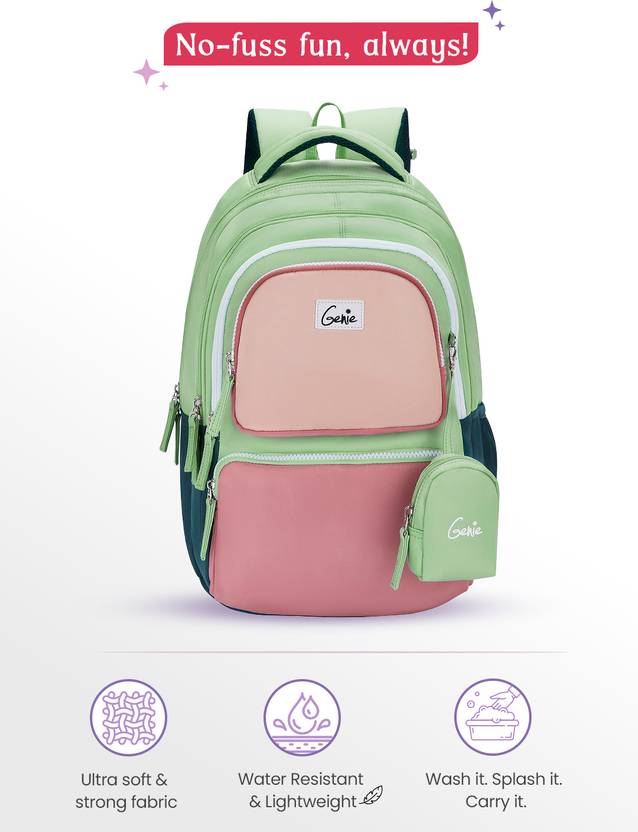 Genie 27 L Razzle School Backpack For Girls |17 Inch - Green