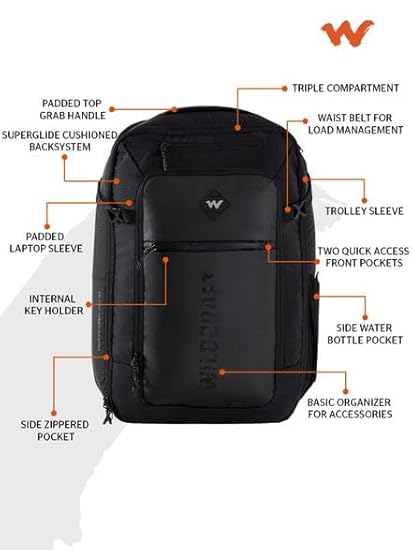 Wildcraft Globetrotter Pro 35 L Laptop Backpack -Black