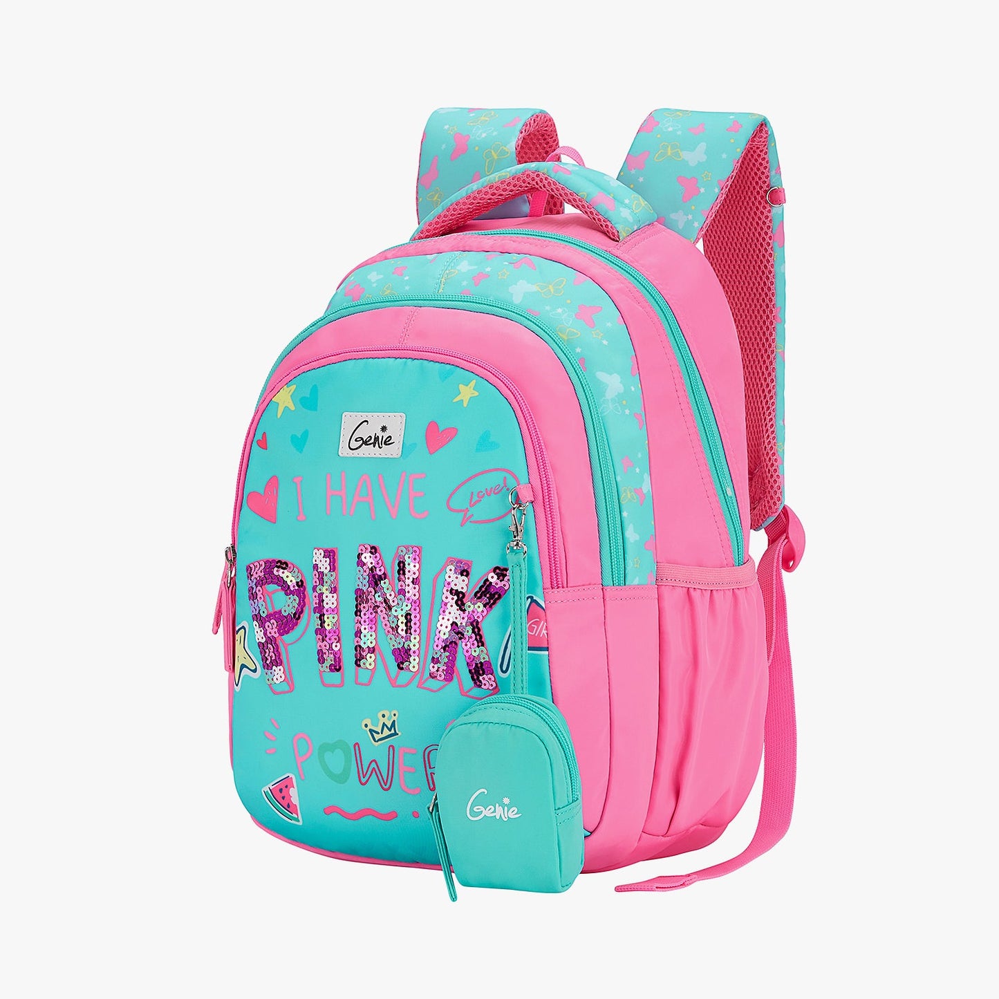Genie Pinkpower Small Backpack for Kids - Teal-20L