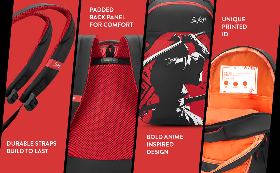 Skybags KYRO 02 SCBP KATANA RED BLACK