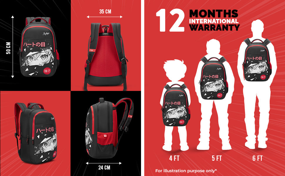 Skybags KYRO 03 SCBP PEEKABOO RED BLACK-36L