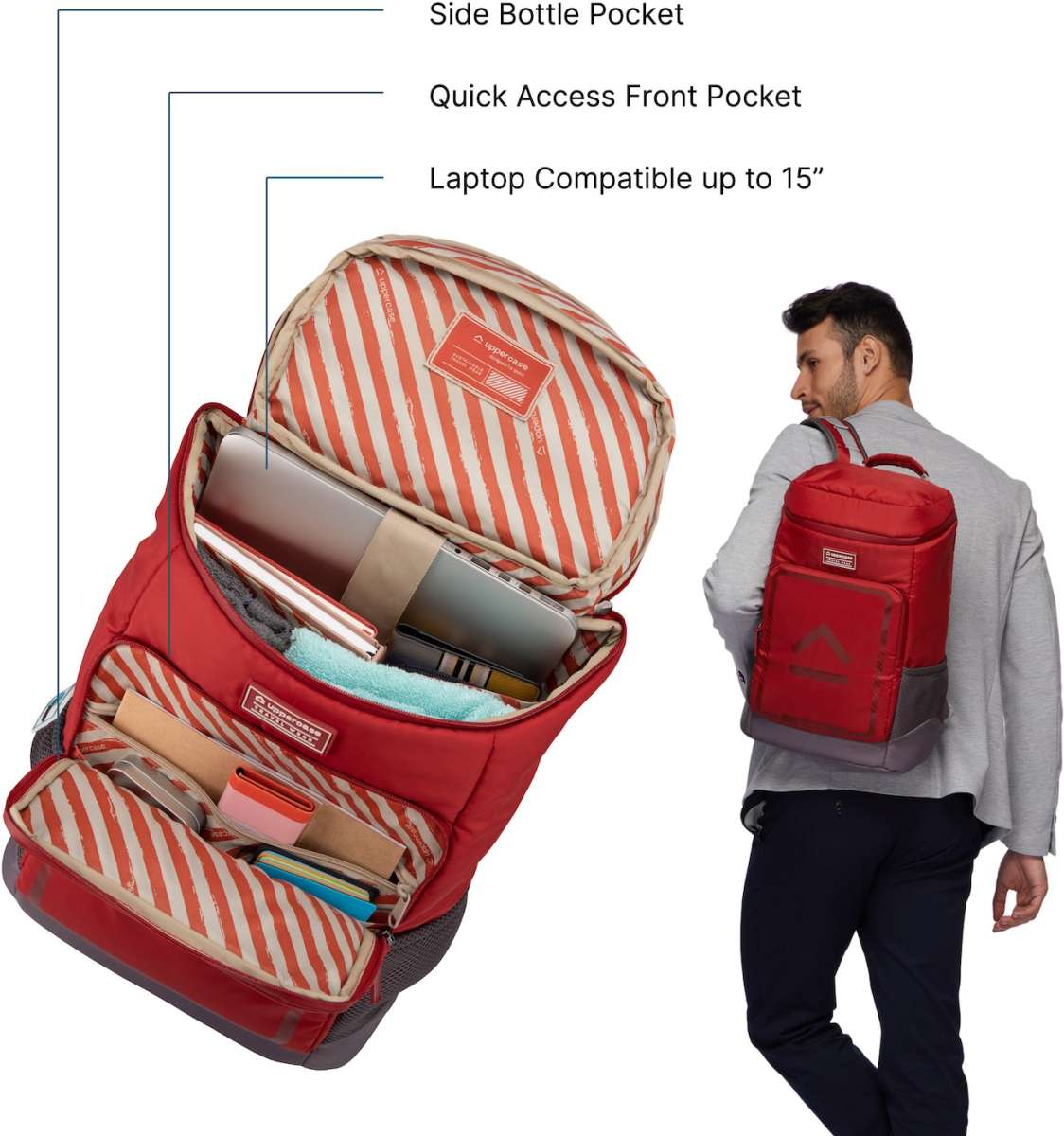 Uppercase Tall Boy 14" Laptop Backpack WaterRepellent College Travel Bag 23L