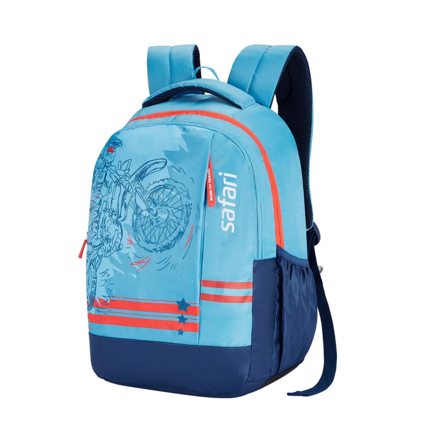 Safari 32L Duplex 4 Casual Backpack with Armor Base, Printed School Bag for Boys and Girls, College Backpack, Office Bag, Travel Bag Icy blue.