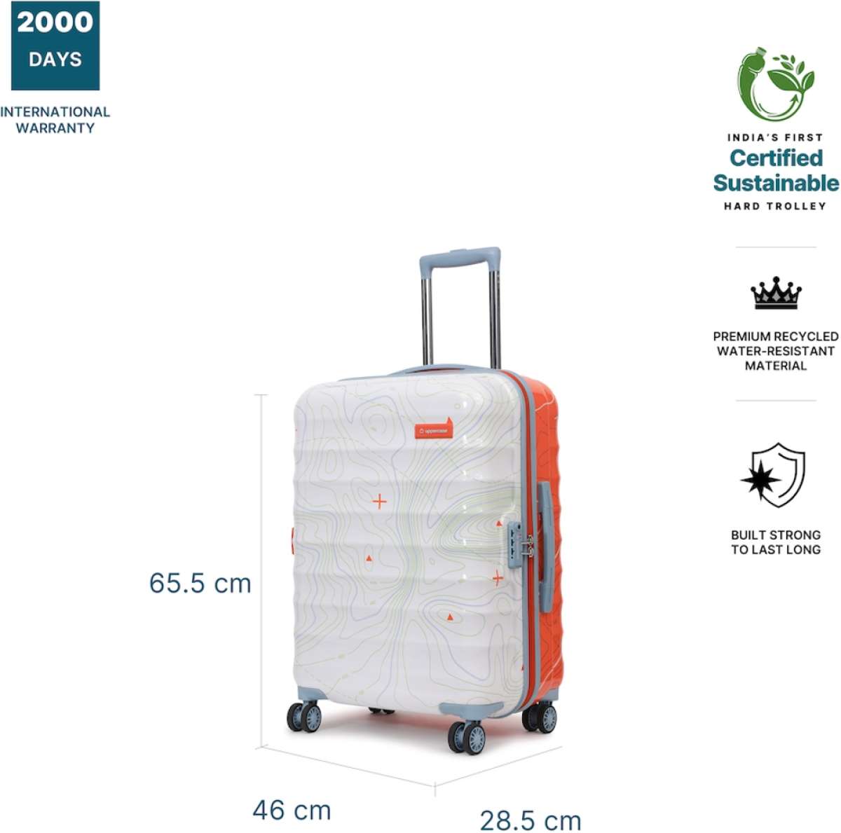 Uppercase Topo Cabin n Check-in TSA Lock Hard Trolley Orange n White