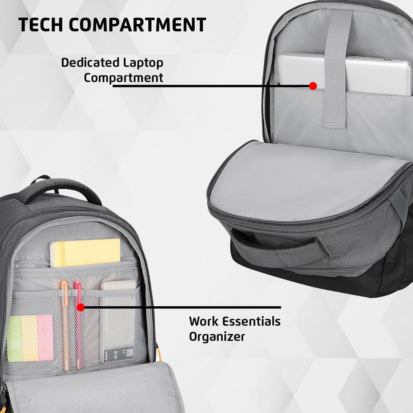 Safari 43L Expand 14 Expandable Laptop Bag with Armor Base, Raincover, 3 Compartments, Large Size Travel Bag