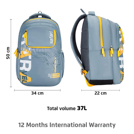 Safari 37L Triplex 3 Casual Backpack with Armor Base Printed School Bag for Boys and Girls, College Backpack, Office Bag