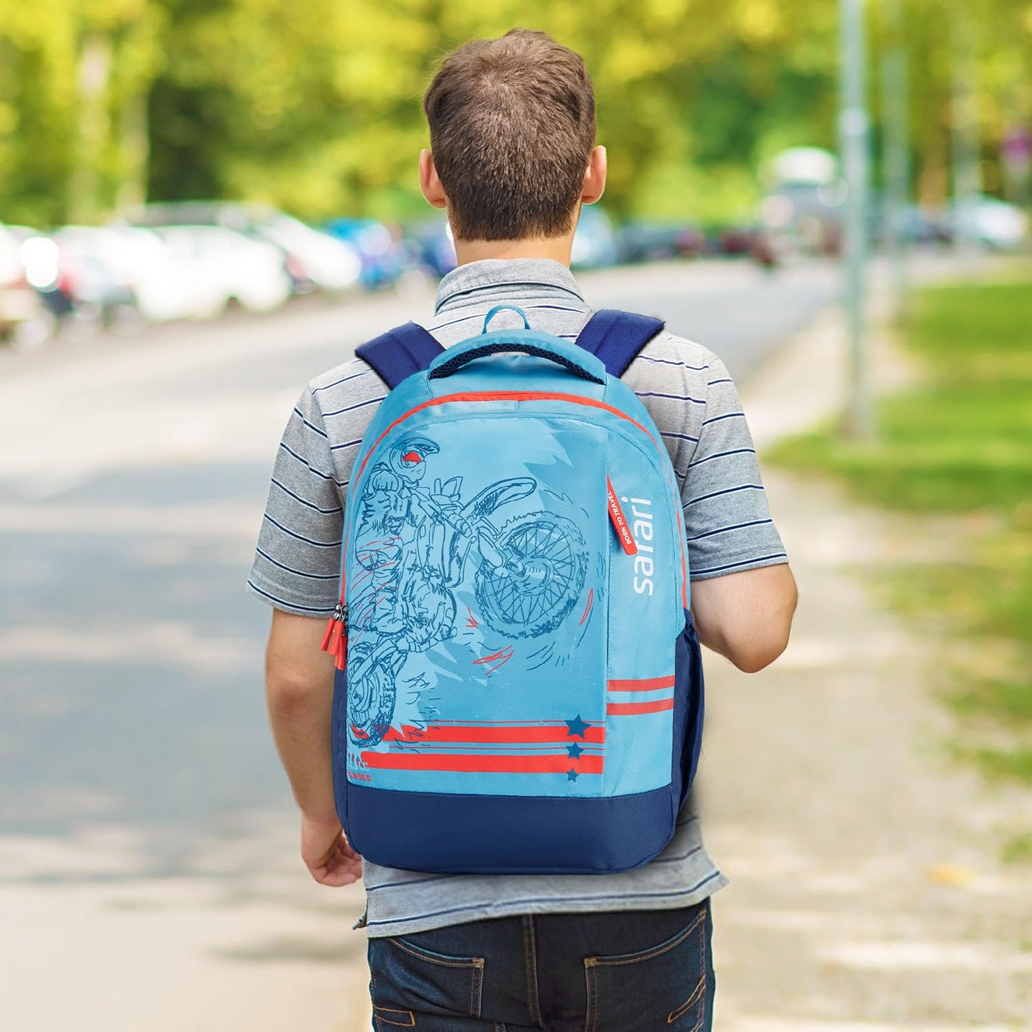 Safari 32L Duplex 4 Casual Backpack with Armor Base, Printed School Bag for Boys and Girls, College Backpack, Office Bag, Travel Bag Icy blue.
