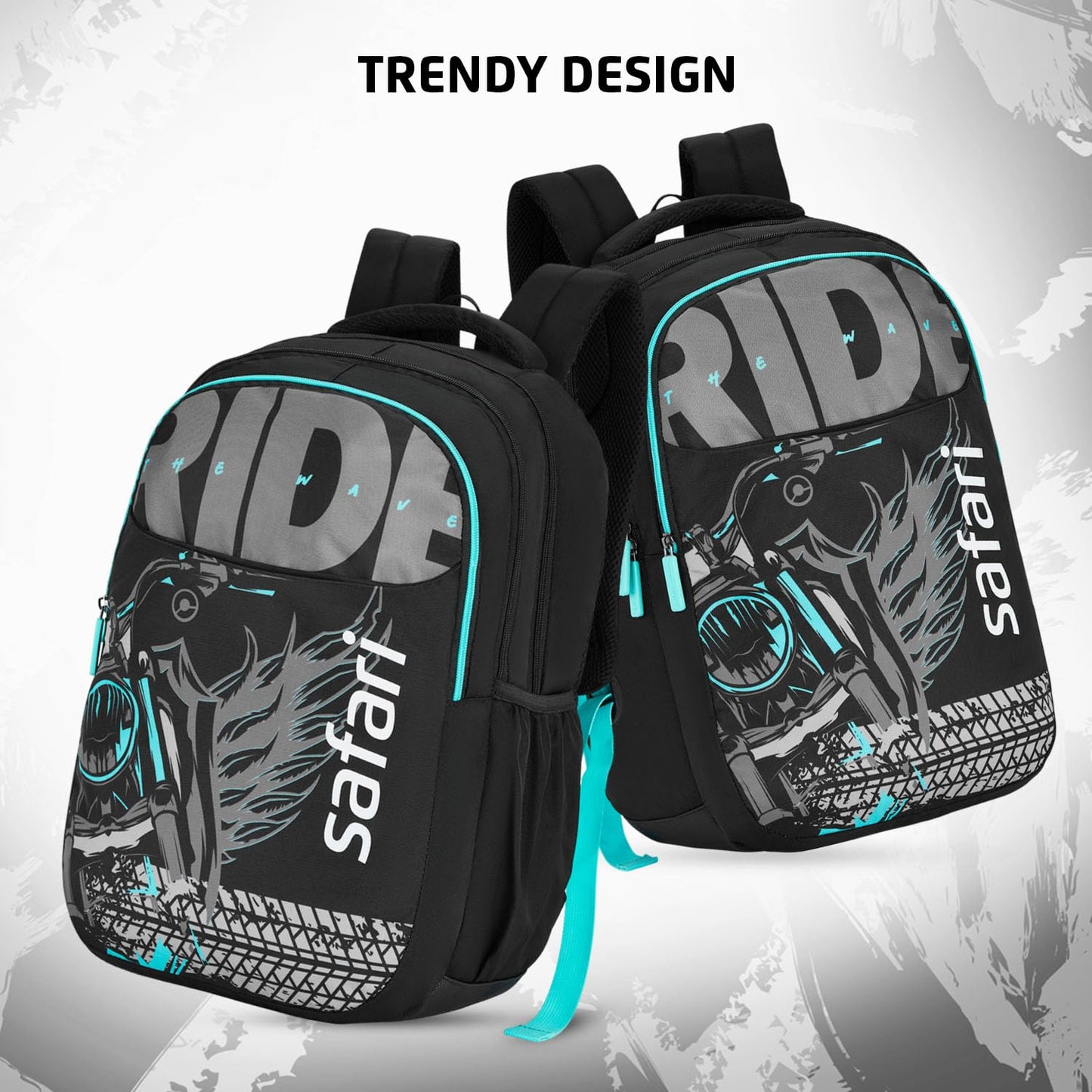 Safari 37L Triplex 2 Casual Backpack with Armor Base, Bottle Holder Printed School Bag for Boys and Girls, College Backpack, Office Bag, Travel Bag