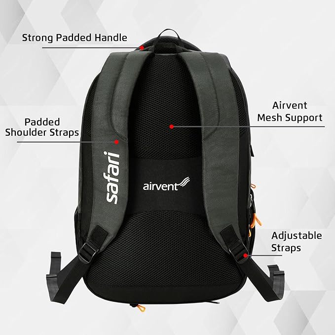 Safari 43L Expand 14 Expandable Laptop Bag with Armor Base, Raincover, 3 Compartments, Large Size Travel Bag