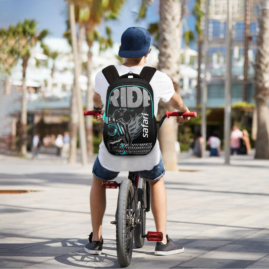 Safari 37L Triplex 2 Casual Backpack with Armor Base, Bottle Holder Printed School Bag for Boys and Girls, College Backpack, Office Bag, Travel Bag