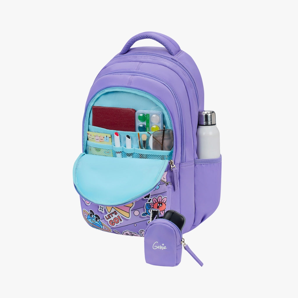 Genie Pearl Backpack for Girls,27 Liters, Purple