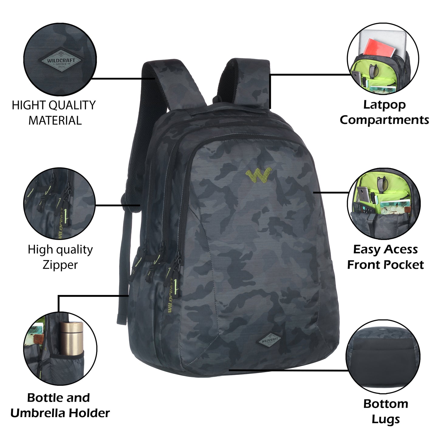 Wildcraft Atlas 45 LP Nylon backpack Ideal for school, college, office & travel bag for men And women