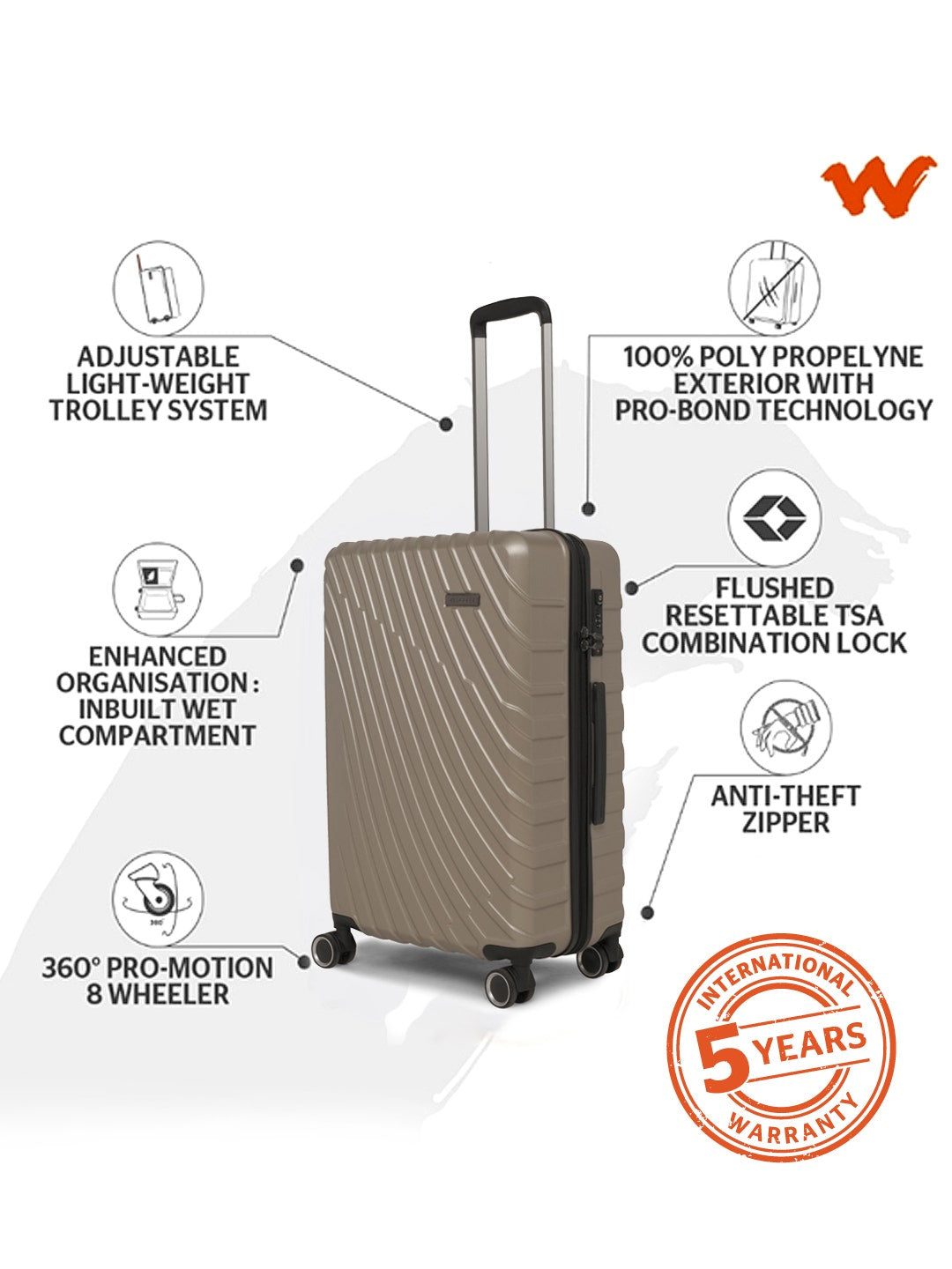 Wildcraft Zephyr Hard Trolley Suitcase (12836)