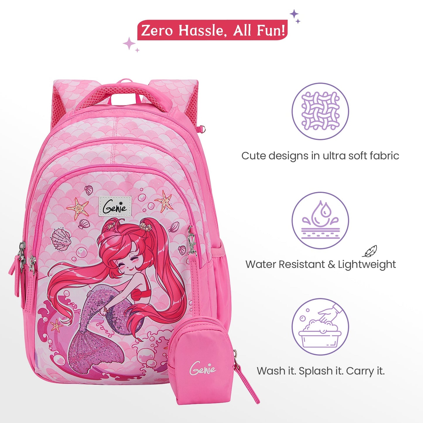 Genie Mermaid Small Backpack for Kids-20L