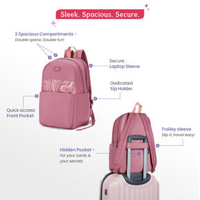 Lola 21L Pink College Backpack With Laptop Sleeve