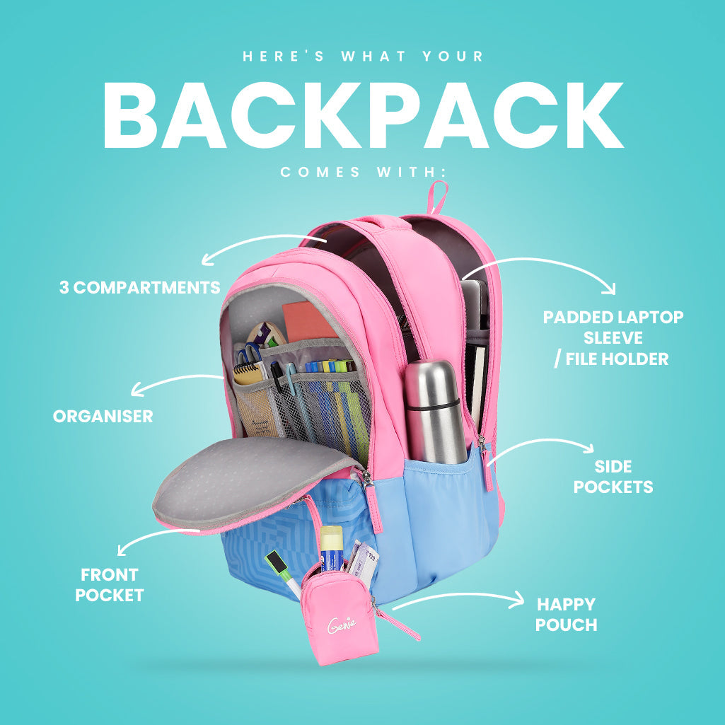 Genie Daisy 19 Inch Maximum Volume Laptop Backpack With Rain Cover