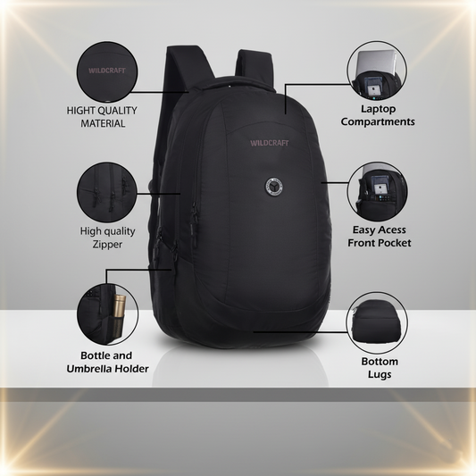Wildcraft Laptop Backpack 28L Travel/School/College/Office Bag For Men & Women