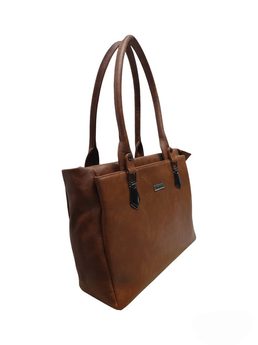 Dhariwal LAB-9916 Women’s Tote Handbag | 3 Main Compartments, 1 Side Zipper & Twin Handles | Premium PU Leather Bag