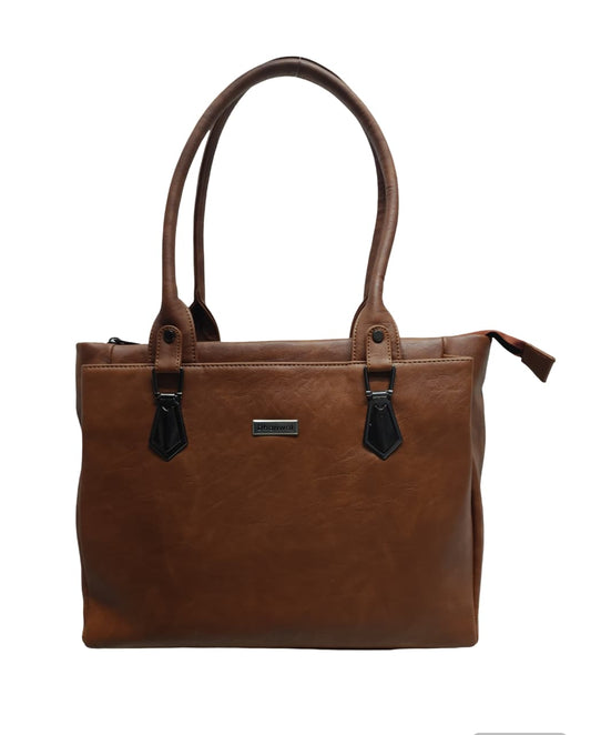 Dhariwal LAB-9916 Women’s Tote Handbag | 3 Main Compartments, 1 Side Zipper & Twin Handles | Premium PU Leather Bag