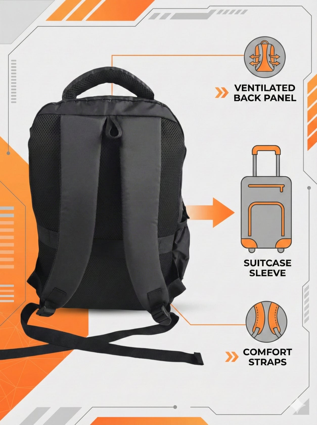 Dhariwal 30L LB-114 Laptop Backpack With Suitcase Sleev