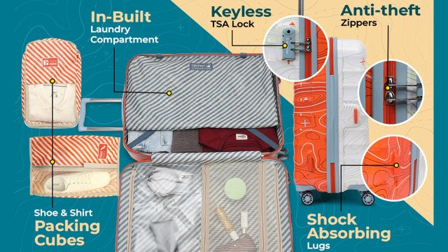 Uppercase Topo Cabin n Check-in TSA Lock Hard Trolley Orange n White