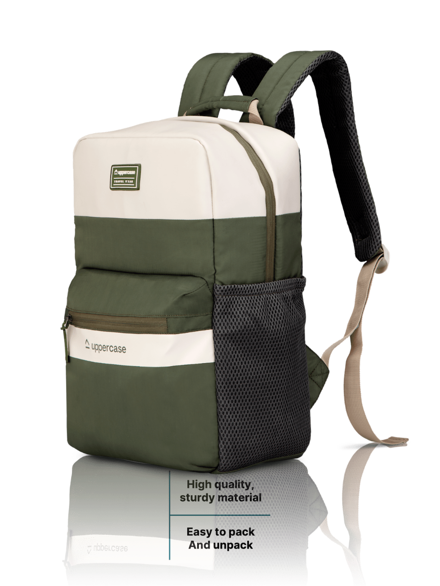 Uppercase Vegan Leather 14" Laptop Backpack Water Repellent College Bag 17L