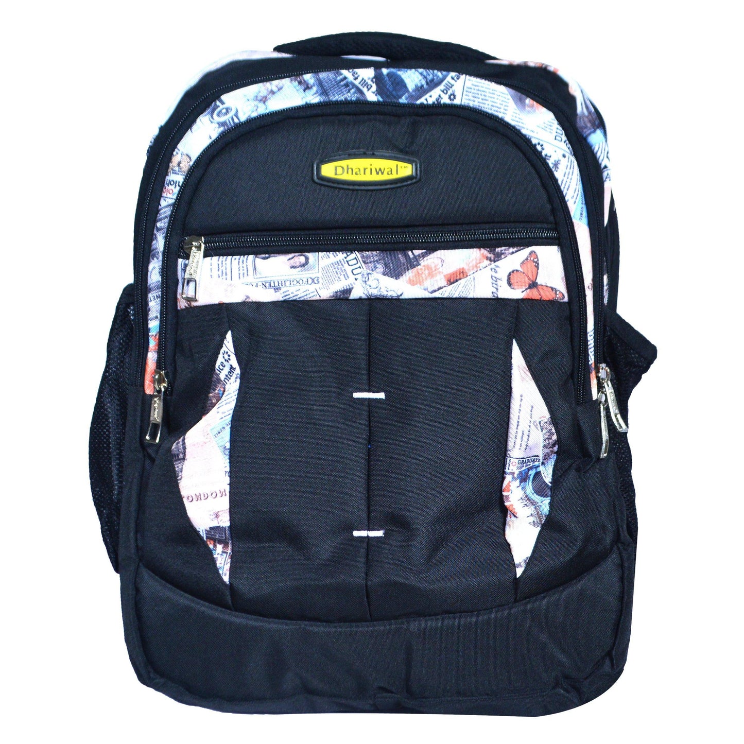 Dhariwal Dual Compartment Backpack with Rain Cover 37L BP-229 School Bags Mohanlal Jain (Dhariwal Bags) Black