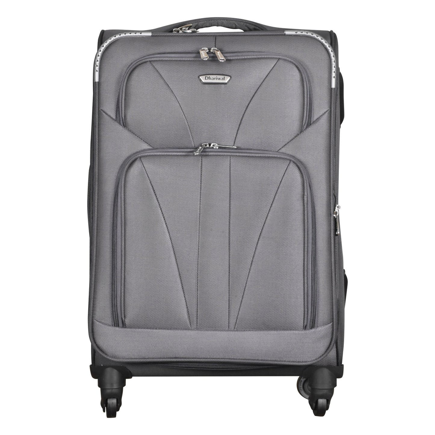 Dhariwal Expandable 4W Soft Sided Check-in Trolley Suitcase 24 inch/70 cms 86L SC-808 Suitcases Mohanlal Jain (Dhariwal Bags) Grey