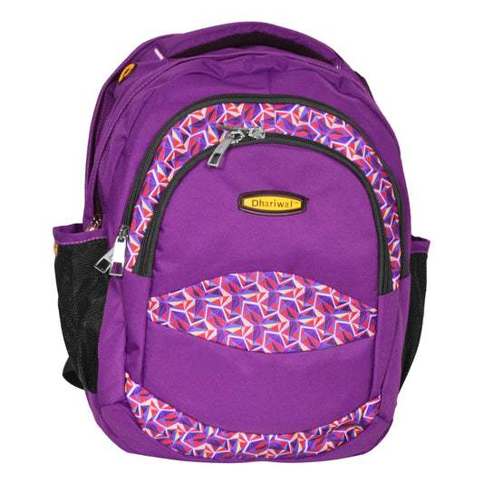 Dhariwal Multi Color Dual Compartment Unisex Printed School BackPack 39L BP-203 School Bags Dhariwal Purple