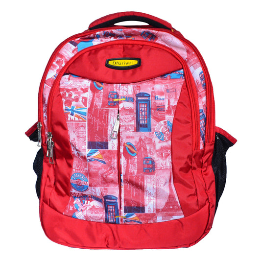 Dhariwal Triple Compartment Backpack with Rain Cover 39L BP-217 School Bags Mohanlal Jain (Dhariwal Bags) Red