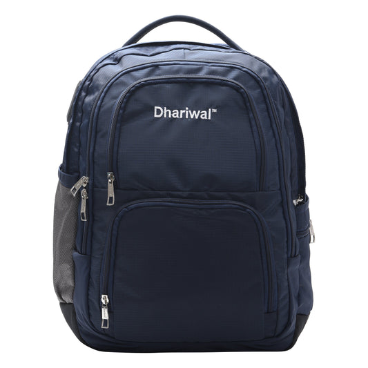Dhariwal Unisex Dual Compartment Laptop Backpack With Back Air Flow Cushion 34L LB-105 Laptop Bags Mohanlal Jain (Dhariwal Bags) Blue