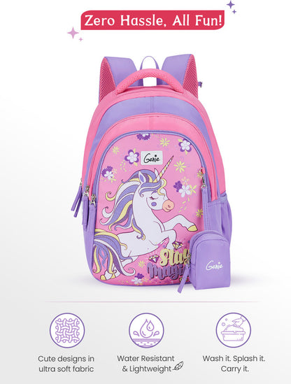 Genie 20 L Twinklecorn School Backpack For Girls |15 Inch - Pink