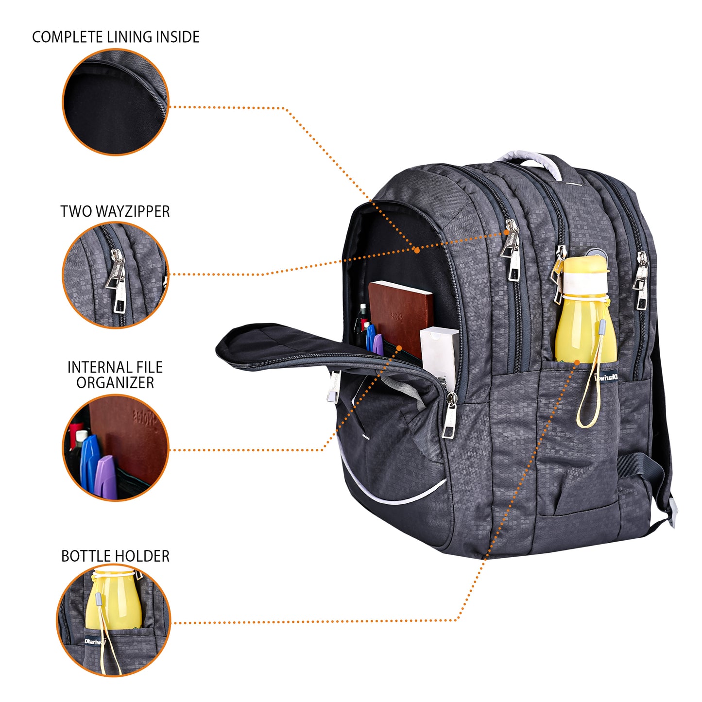 Dhariwal 46L BP-213  Unisex Large Backpack , Strong & Lightweight | Water-Resistant