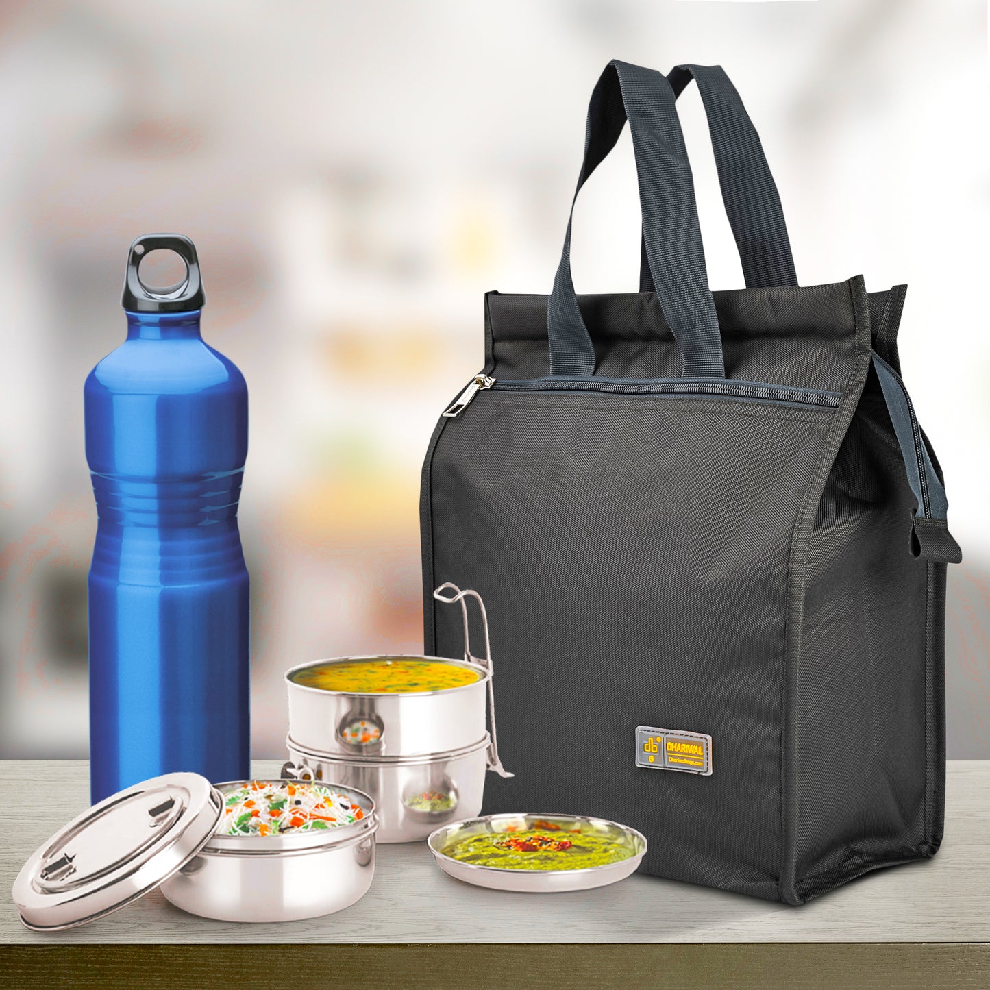 थाली नंबर 6 टिफिन बैग 16 इंच x 13 इंच x 6 इंच टीबी-405 - रेलवे रनिंग स्टाफ - अतिरिक्त बड़ा 